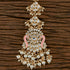 Peach Enamel Kundan Maang Tikka with Pearl Drops from Trenzify Store.