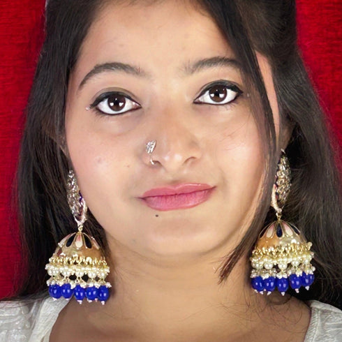 Regal Floral Meenakari Kundan Jhumka Earrings from Trenzify Store.