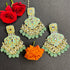 Mint Green Kundan Earrings & Maang Tikka Set from Trenzify Store.