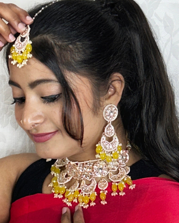 Yellow Kundan Necklace Set – Sunshine Royal Edition from Trenzify Store.