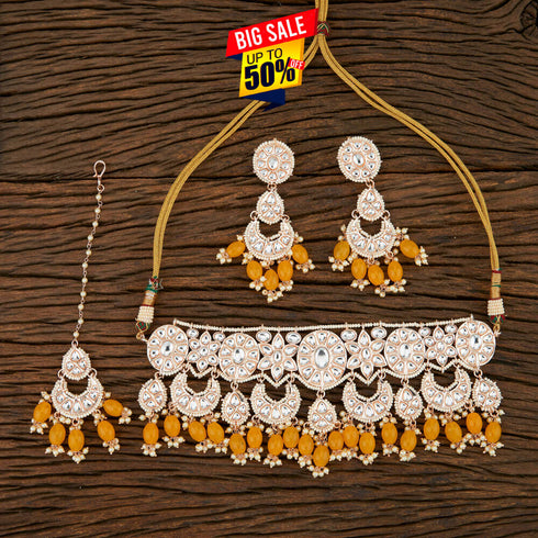 Yellow Kundan Necklace Set – Sunshine Royal Edition from Trenzify Store.