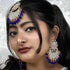 Navy Blue Beaded Kundan Earrings & Maang Tikka Set from Trenzify Store.