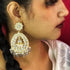 Grey Beaded Teardrop Kundan Earrings from Trenzify Store.
