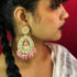 Light Pink Beaded Teardrop Kundan Earrings from Trenzify Store.