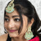 Mint Kundan Pearl Earrings & Maang Tikka Set from Trenzify Store.