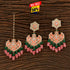 Peach & Green Enamel Kundan Earrings & Maang Tikka Set from Trenzify Store.