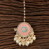 Pink Enamel Floral Maang Tikka with Beaded Detailing from Trenzify Store.