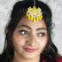 Yellow Enamel Floral Maang Tikka with Beaded Drops from Trenzify Store.