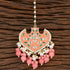 Peach Enamel Floral Maang Tikka with Beaded Drops from Trenzify Store.