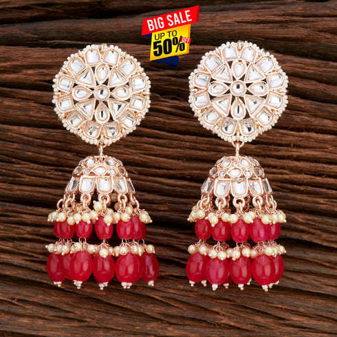 Radiant Kundan Bead Jhumka Earrings from Trenzify Store.