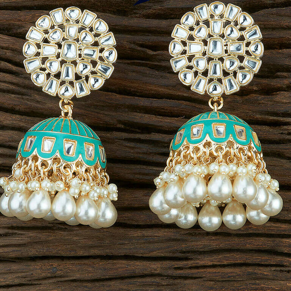 Floral Meenakari Kundan Jhumka Earrings from Trenzify Store.