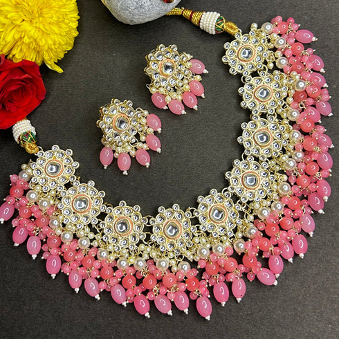 Peach Kundan Necklace Set from Trenzify Store.