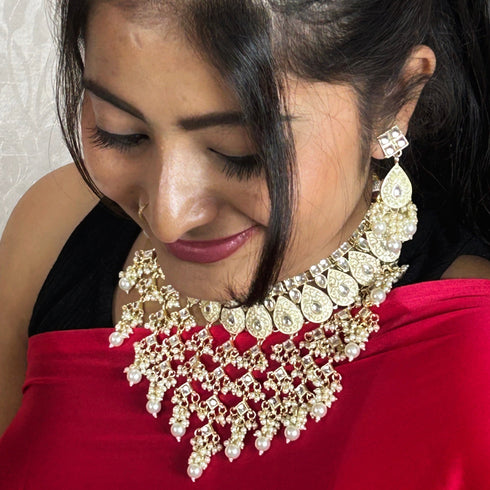 White Meenakari Necklace Set from Trenzify Store.