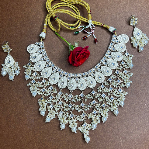 White Meenakari Necklace Set from Trenzify Store.