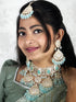 Turquoise Kundan Necklace, Earrings & Maang Tikka Set from Trenzify Store.