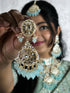 Turquoise Kundan Necklace, Earrings & Maang Tikka Set from Trenzify Store.
