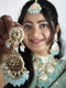 Turquoise Kundan Necklace, Earrings & Maang Tikka Set from Trenzify Store.
