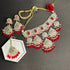 Crimson Red Kundan Necklace, Earrings & Maang Tikka Set from Trenzify Store.