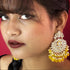 Yellow Beaded Kundan Chandbali Earrings from Trenzify Store.