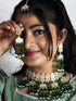 Green Kundan Necklace, Earrings & Maang Tikka Set from Trenzify Store.