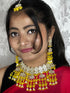 Yellow Kundan Necklace, Earrings & Maang Tikka Set from Trenzify Store.