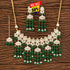 Green Kundan Necklace, Earrings & Maang Tikka Set from Trenzify Store.