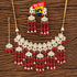 Red Kundan Necklace, Earrings & Maang Tikka Set – Grand Heritage Glow from Trenzify Store.