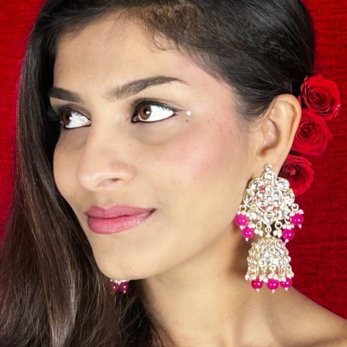 Elegant Kundan Jhumka Earrings from Trenzify Store.