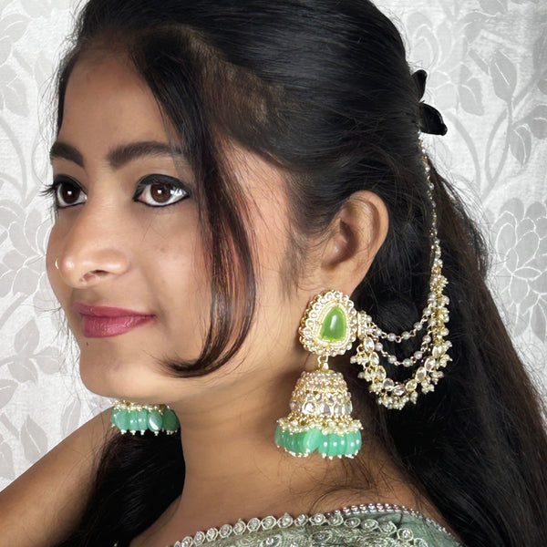 Kundan Layered Chain Jhumka from Trenzify Store.