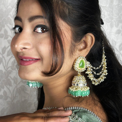 Kundan Layered Chain Jhumka from Trenzify Store.