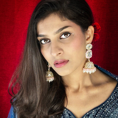 Kundan Dome Jhumka Earrings from Trenzify Store.