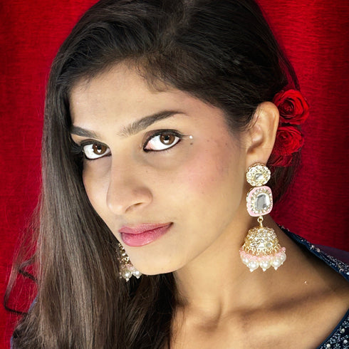 Kundan Dome Jhumka Earrings from Trenzify Store.