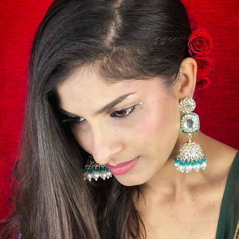 Kundan Dome Jhumka Earrings from Trenzify Store.