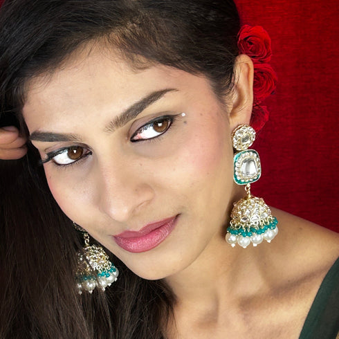Kundan Dome Jhumka Earrings from Trenzify Store.