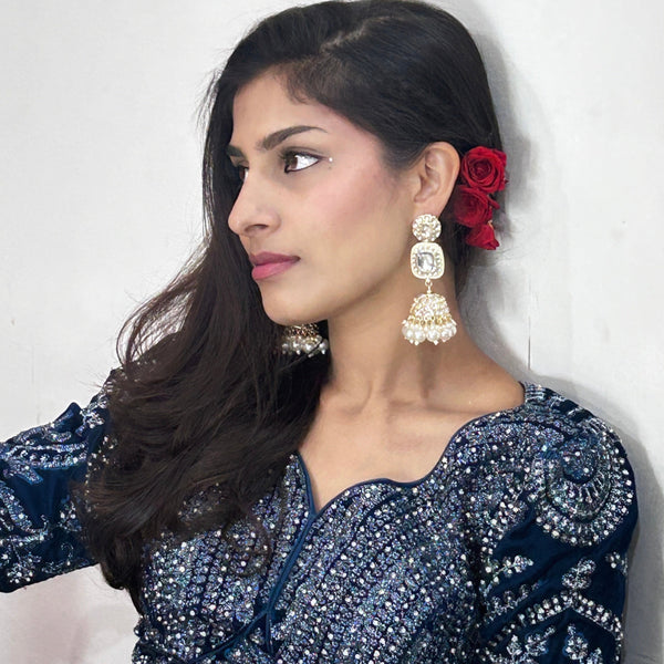 Kundan Dome Jhumka Earrings from Trenzify Store.