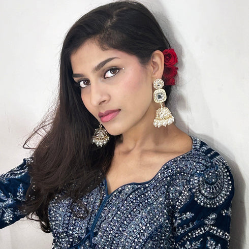 Kundan Dome Jhumka Earrings from Trenzify Store.