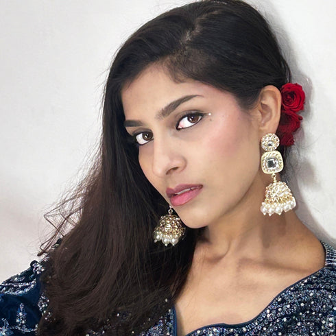 Kundan Dome Jhumka Earrings from Trenzify Store.