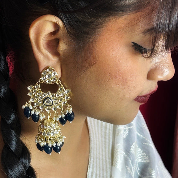 Kundan & Beaded Statement Chandbali Earrings from Trenzify Store.