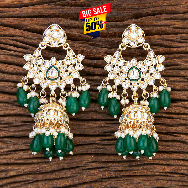 Kundan & Beaded Statement Chandbali Earrings from Trenzify Store.