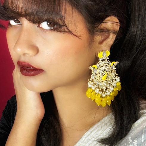 Lotus & Peacock Kundan Earrings from Trenzify Store.
