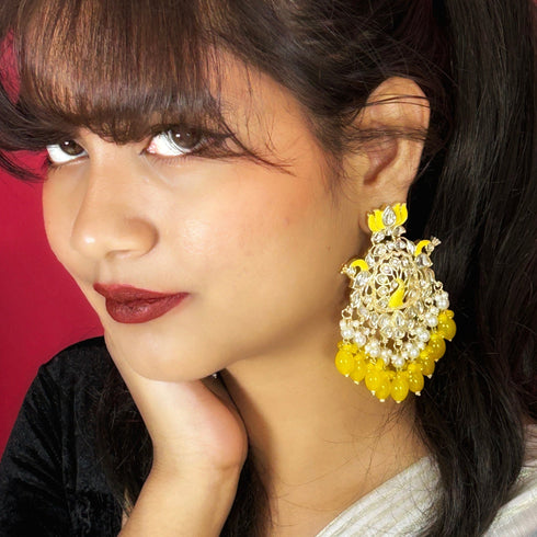 Lotus & Peacock Kundan Earrings from Trenzify Store.