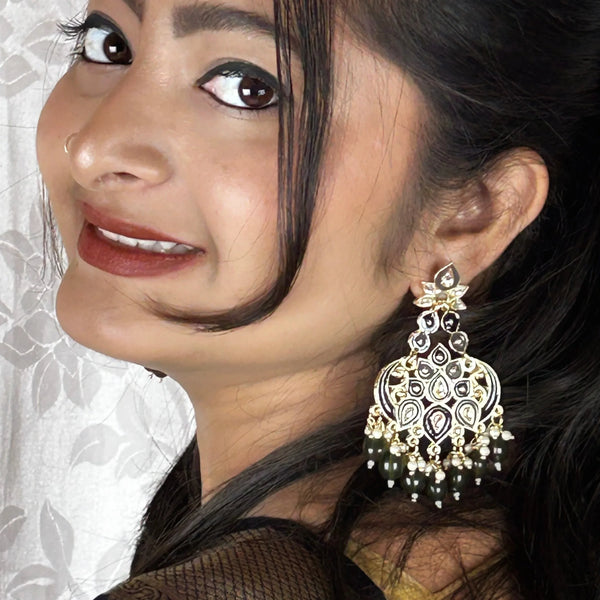 Crescent Bloom Meenakari Chandbaalis from Trenzify Store.