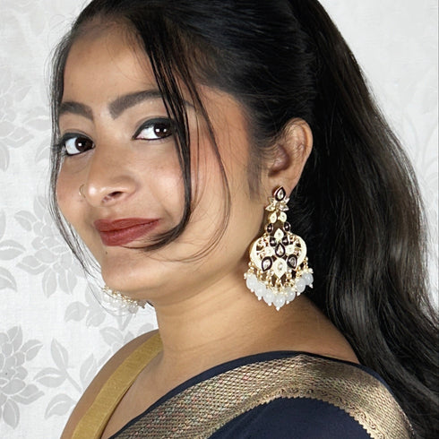 Crescent Bloom Meenakari Chandbaalis from Trenzify Store.