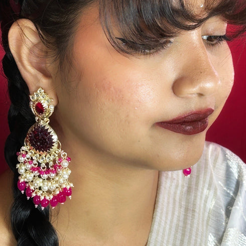 Pearl & Stone Chandelier Earrings from Trenzify Store.