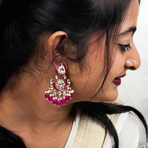 Royal Rani Kundan Chand Earrings