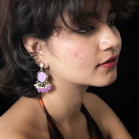 Raw Stone Pearl Cluster Earrings from Trenzify Store.