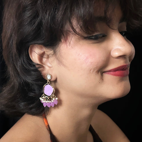 Raw Stone Pearl Cluster Earrings from Trenzify Store.