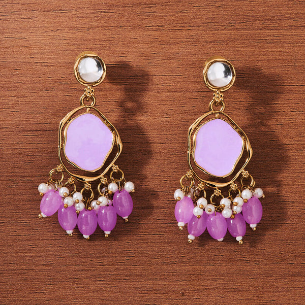 Raw Stone Pearl Cluster Earrings from Trenzify Store.