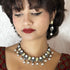 White Dual-Tone Beaded Oxidised Necklace Set from Trenzify Store.