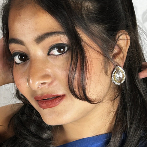 Black Rhodium-Plated Teardrop Studs from Trenzify Store.